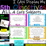 5th Grade | Learning Objective Display | All 4 Core |  Sea