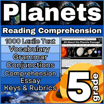 Preview of 5th Grade Lexile 1000 Planets Reading Comprehension Passage (Great Test Prep!)