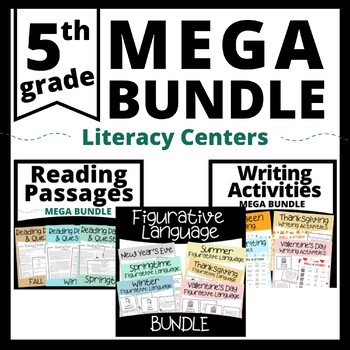 Preview of 5th Grade Literacy Centers | Holiday Bundle