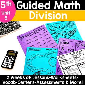 Preview of 5th Grade Long Division Worksheets Games Word Problems Activities - Guided Math