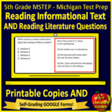 5th Grade M-Step Test Prep Reading Print & SELF-GRADING GO
