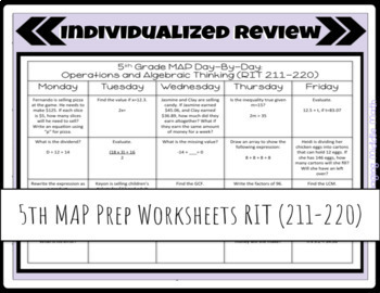 Preview of 5th Grade MAP Review RIT (211-220)