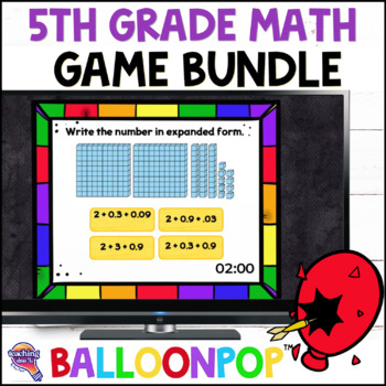 Preview of 5th Grade MATH Digital Review Games Year-Long BUNDLE BalloonPop™