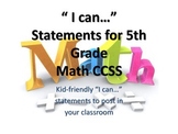 5th Grade MATH CCSS "I Can" Statements {Editable PowerPoin