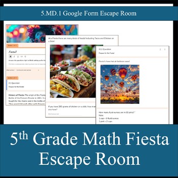 Preview of 5th Grade MATH Fiesta Google Escape Room