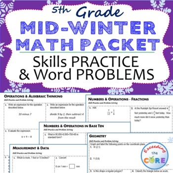 Preview of 5th Grade MID-WINTER February MATH PACKET { COMMON CORE Assessment }