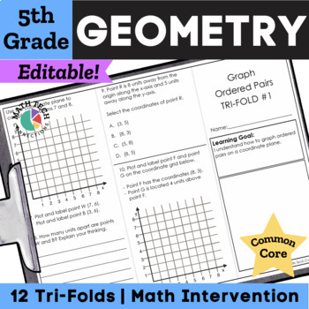 Preview of 5th Grade Coordinate Planes, Classify Shapes, 5th Grade Geometry Math Practice