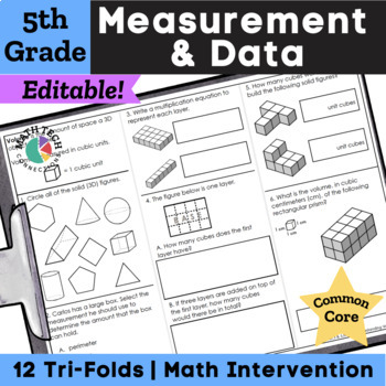 Preview of 5th Grade Volume Review, Convert Measurement Units - 5.MD.1-5.MD.5 Test Prep