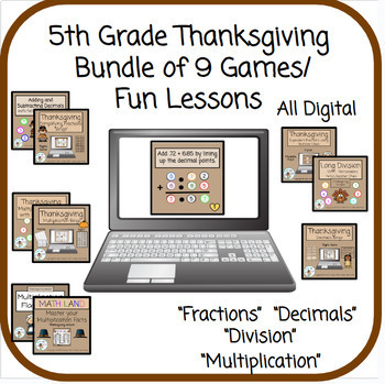 Preview of 5th Grade Math - 9 Different Thanksgiving Games/Fun Lessons