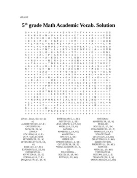 5th grade math academic vocabulary word search by amanda