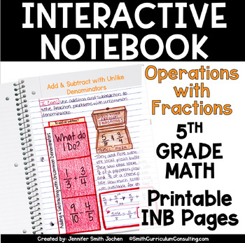 Preview of 5th Grade Math All Operations with Fractions Interactive Notebook Printable