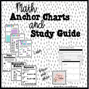Preview of 5th Grade Math Anchor Charts and Study Guide - Prime Factorization and more!