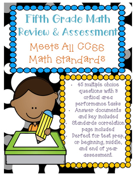 Preview of 5th Grade Math Assessment - Test Prep Review DIGITAL AND PRINT
