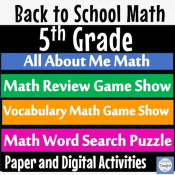 Preview of 5th Grade Beginning of the Year Math Review | 5th Grade Math Activities