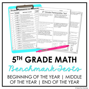 Preview of 5th Grade Math Benchmark Tests Math Diagnostic Assessments & Screeners