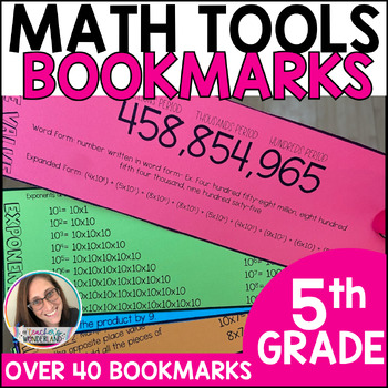 Preview of 5th Grade Math Bookmarks - Student Math Tools - Math Review - Test Prep