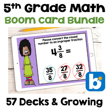 Preview of 5th Grade Math Boom Card Bundle