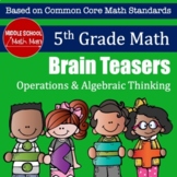 5th Grade Math Brain Teasers Activity - Operations and Alg