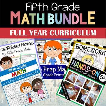 Preview of 5th Grade Math Full Year Curriculum Bundle | Interactive Notebook & More 50% OFF