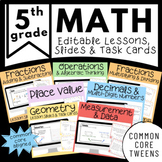 5th Grade Math Bundle | Full Year of Lesson Slides and Task Cards
