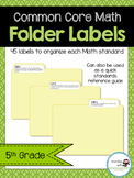 5th Grade Math CCSS Folder Labels