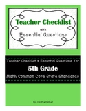 5th Grade Math CCSS- Teacher Checklist and Essential Questions