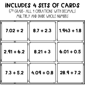 5th grade math game add subtract multiply divide decimals and whole