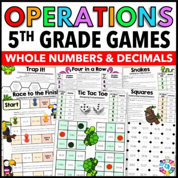 Preview of 5th Grade Math Review Games - Add, Subtract, Multiply & Divide Decimals No Prep