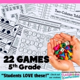 5th Grade Math Review Games for Center Activities or Test 