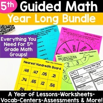 Preview of 5th Grade Math Games Worksheets Word Problems Small Group Guided Math -Year Long