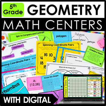 Preview of 5th Grade Math Centers - Geometry Activities with Digital Math Centers