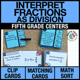 5th Grade Math Centers Review Interpret Fractions as Divis