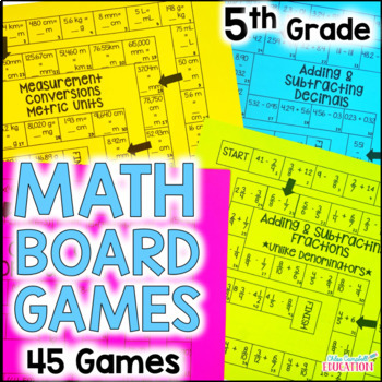 Preview of 5th Grade Math Centers - Math Review - Board Games for the Entire Year BUNDLE