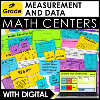 Preview of 5th Grade Math Centers - Measurement and Data Activities w/ Digital Math Centers