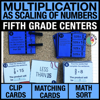 Preview of 5th Grade Math Centers Multiplication as Scaling of Numbers Review Task Cards