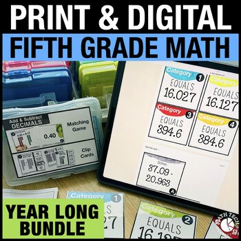 Preview of 5th Grade Math Centers Printable & Digital Math Activities for Distance Learning