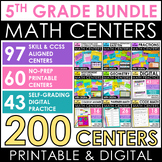 5th Grade Math Centers - with Printable and Digital Math A