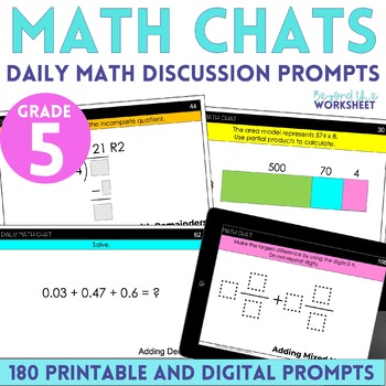 Preview of 5th Grade Math Chats - Daily Math Problems
