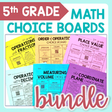 5th Grade Math Choice Boards Bundle - Editable and Digital!