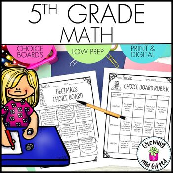 Preview of 5th Grade Math Choice Boards - Perfect for Differentiation and Early Finishers