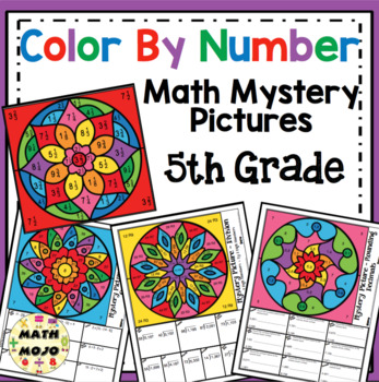 Preview of 5th Grade Math Color By Number Designs: 5th Grade Math Mystery Pictures