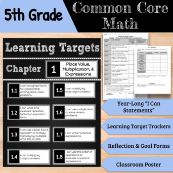 Preview of 5th Grade Math: Common Core-Aligned Learning Targets and Student Trackers