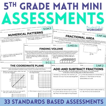 Preview of 5th Grade Math Mini Assessments | Test Prep | Skills Review