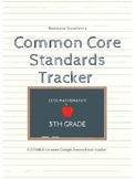 5th Grade Math Common Core Standards Tracker [EDITABLE]