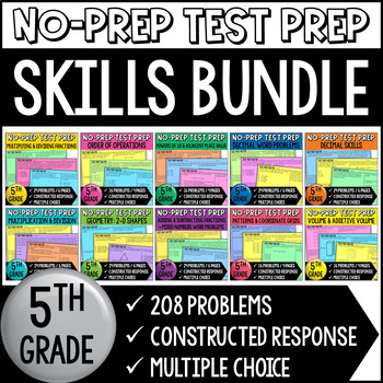 Preview of 5th Grade Math Test Prep - No Prep Math Practice Pages BUNDLE