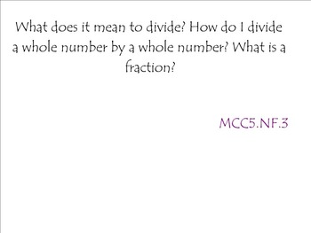 Preview of 5th Grade Math Common Core Unit: Dividing Fractions