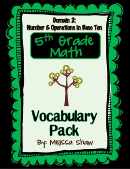 Preview of 5th Grade Math Common Core Vocabulary Complete Pack *Domain 2*