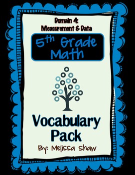 Preview of 5th Grade Math Common Core Vocabulary Complete Pack *Domain 4*
