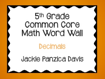 Preview of 5th Grade Math Common Core Word Wall (Decimals)