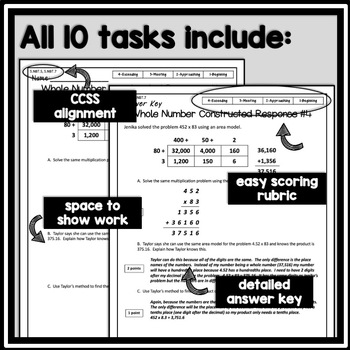 5th Grade Math Constructed Response: 10 NBT Multi-Part Performance Tasks